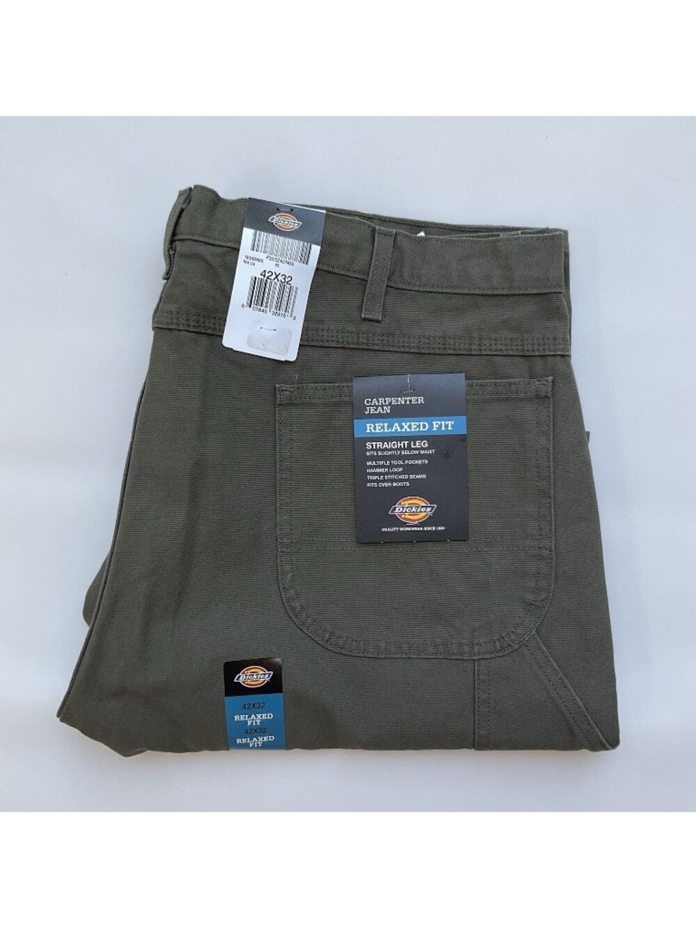 Dickies Men’s Carpenter Jeans Straight Leg Relaxed Fit Heavy Denim Size 42X32